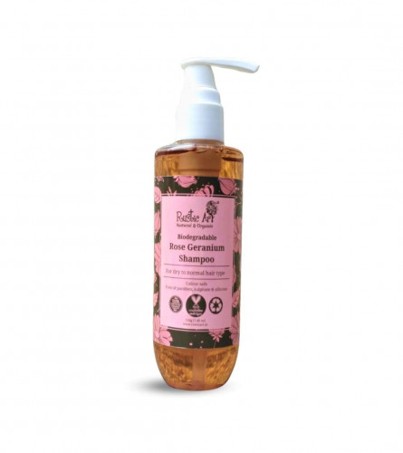 Rustic Art Rose Geranium Shampoo for All Hair Types | Biodegradable, Organic | (210 g) free ship