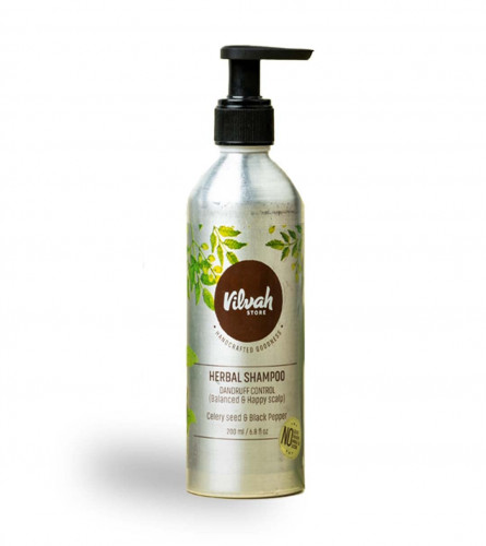 Vilvah Dandruff Control Herbal Shampoo with Natural Herbs Neem, Tea tree 200 ml (Fs)