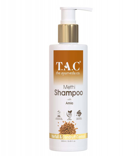 TAC - The Ayurveda Co. Methi Natural Hair Shampoo for Smooth & Soft Hair with Methi & Bhringraj Oil, for Hairfall and Dandruff Control, 250 ml (pack 2)