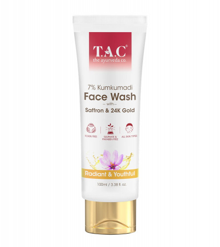 TAC - The Ayurveda Co. 7% Kumkumadi Face Wash for Visibly Glowing Skin, 100 ml (pack of 2)
