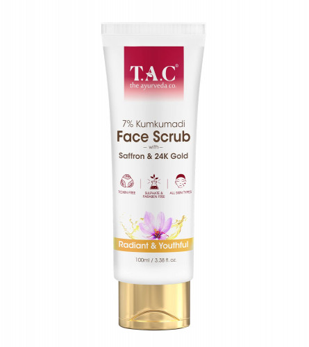 TAC - The Ayurveda Co. 7% Kumkumadi Face Scrub for Glowing & Radiant Skin for Tan Removal, 100 gm (pack 2)