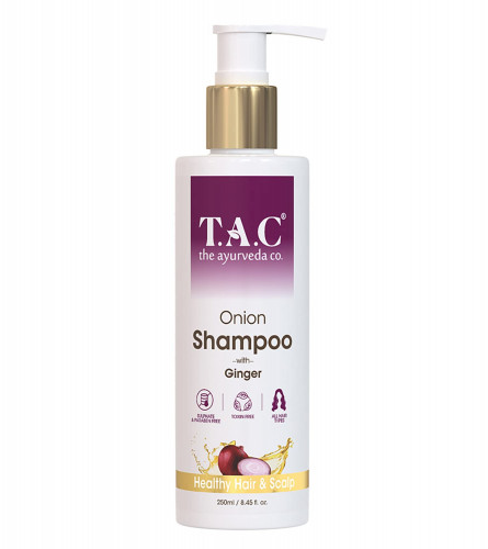 TAC - The Ayurveda Co. Onion Hair Shampoo for Hair Fall Control, Hair Regrowth & Frizz Free Hair with Red Onion & Black Seed Oil for Smooth Hair, 250 ml