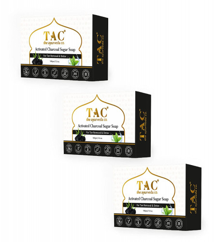 TAC - The Ayurveda Co. Soaps For Men & Women For Skin Whitening With Goat Milk For Winter Season (Charcoal Soap) 100 gm | pack of 3