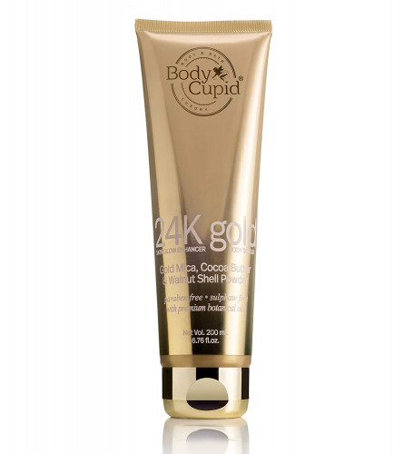 Body Cupid 24K Gold Face and Body Scrub - Skin Glow Enhancer with Gold Mica Powder, Cocoa Butter, Walnut Shell Powder - 200 ml (free shipping)