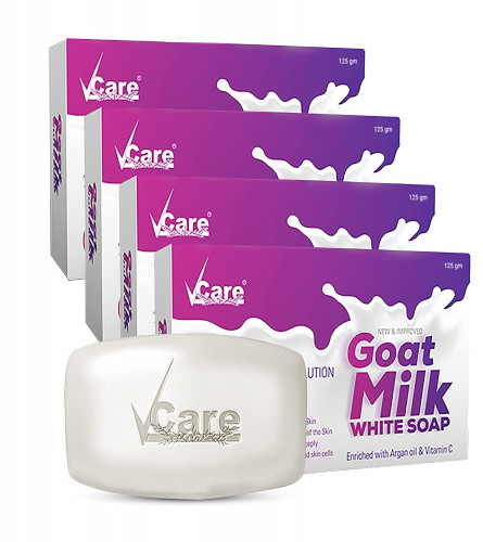 VCare Goat Milk White Soap 125 gm (Pack of 4) Fs