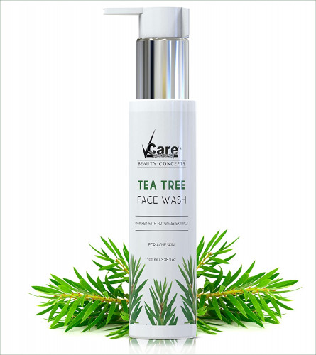 VCare Tea Tree Face Wash for Acne & Pimples Women & Men 100 ml (Pack of 2) Fs
