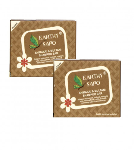 Earthy Sapo Handmade Shikakai & Multani Shampoo Bar Suitable For Oily Hair 100g (Pack of 2)Fs