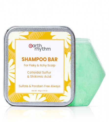 Earth Rhythm Anti-Dandruff Shampoo Bar Tin for Itchy & Flaky Scalp 80g (Pack of 2)Fs