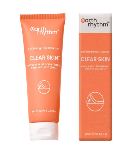 Earth Rhythm Exfoliating Face Wash with AHA-BHA, Hyaluronic Acid 100 ml (Pack of 2)Fs