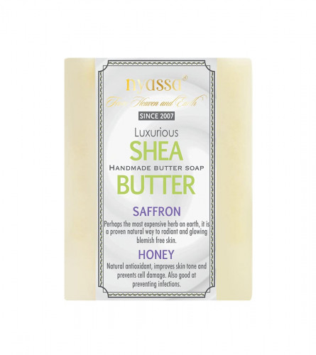 Nyassa Shea Butter Handmade Soap from India with a subtle fragrance and with natural ingredients like Shea Butter, Saffron and Honey, 150 gm (pack 2)