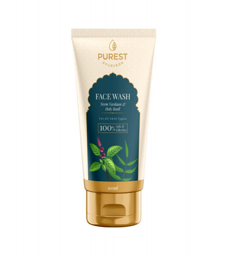 PUREST AYURVEDA Natural Face Wash for All Skin Type with Neem Vardaan and Holy Basil, 100 ml (pack 2) free shipping