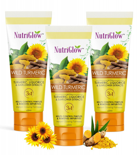 NutriGlow Wild Turmeric Natural Face Wash 65 ml (Pack of 3) Fs
