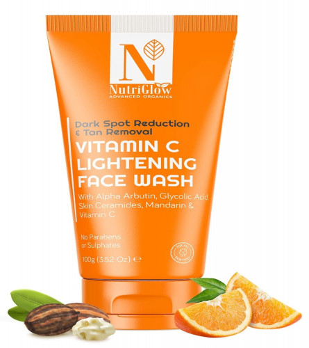 Nutriglow Advanced Organics Vitamin C Lightening Face Wash for Tan Removal 100 gm (pack of 2)