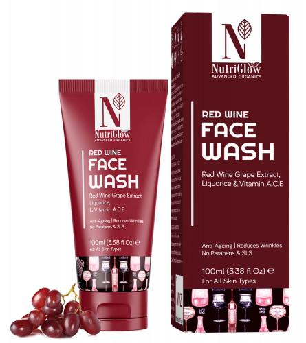 NUTRIGLOW Advanced Organics face wash, Anti-Ageing/Reduces Wrinkles, red wine face wash 100 ml (pack of 2)