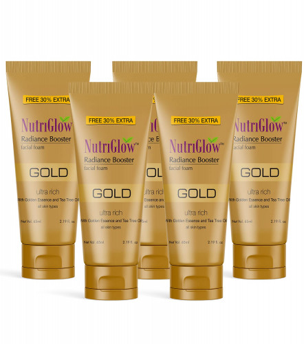 NutriGlow Gold Radiance Booster Foam Face Wash 65ml (Pack Of 5) Fs
