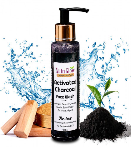 NutriGlow Activated Charcoal Face Wash With Activated Charcoal 100 ml (pack of 2)