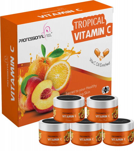 Professional Feel Vitamin C Facial Kit, Instant Glow Beauty Vitamin Mix Fruit Facial Kit Pro Active, All Type of Skin Solution for men & women skin glow, fairness - 250 gm (Set of 5)