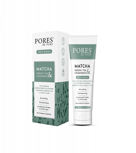 PORES Be Pure Face Wash with Matcha Green Tea, Chamomile 100 ml (pack of 2)