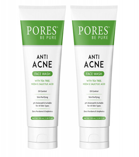 PORES Be Pure Anti Acne Gel Face Wash For Women & Men 100 ml (pack of 2)