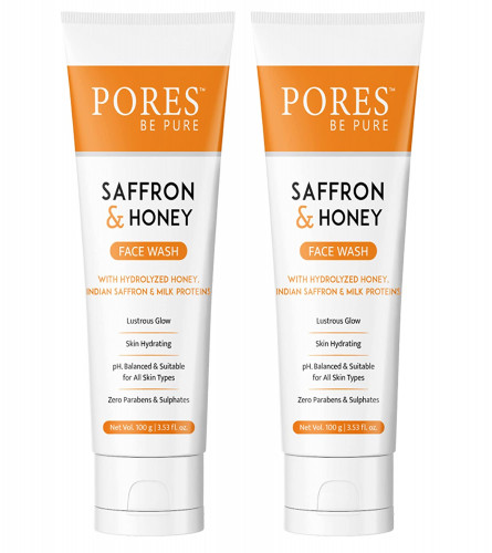 PORES Be Pure Face Wash Saffron and Honey Face Cleanser 100 ml (pack of 2)