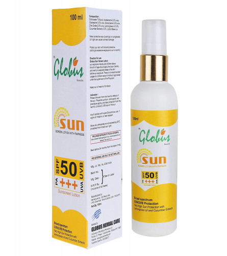 Globus SPF 50 PA+++ Sunscreen Lotion With Fairness - 100 ml (pack of 2) free shipping