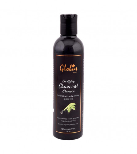 Globus Naturals Clarifying Charcoal Shampoo, Enriched with Amla, Almond & Aloe vera, For Oily Hair & Scalp, 250 ml (free ship)