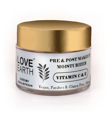 Love Earth Pre & Post Makeup Face Moisturizer with Lemon Peel Extracts & Jojoba Oil for Skin Hydration & Moisturizing, 50 gm (free ship)