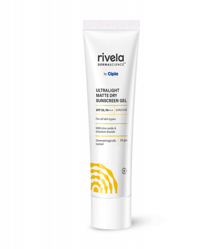Rivela Dermascience Ultralight Matte Sunscreen Gel By Cipla | SPF 50, PA+++ | 50 gm  (free shipping)