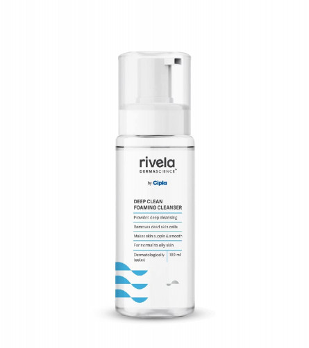 Rivela Dermascience Deep Clean Foaming Facial Cleanser By Cipla | Removes Dead Skin Cells | 100 ml (pack of 2) free shipping