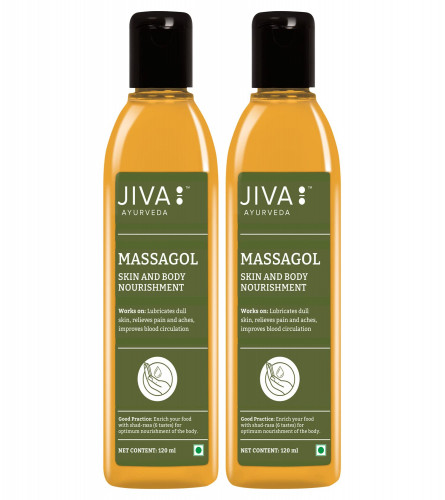 Jiva Massagol Oil - Ayurvedic Oil for Healthy Skin, Muscles & Bones | 120 ml (Pack of 2)