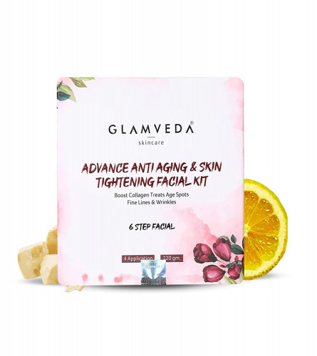 Glamveda Advance Anti Ageing & Skin Tightening Facial Kit | 6 steps | 120 GM| pack of 2 (free shipping)