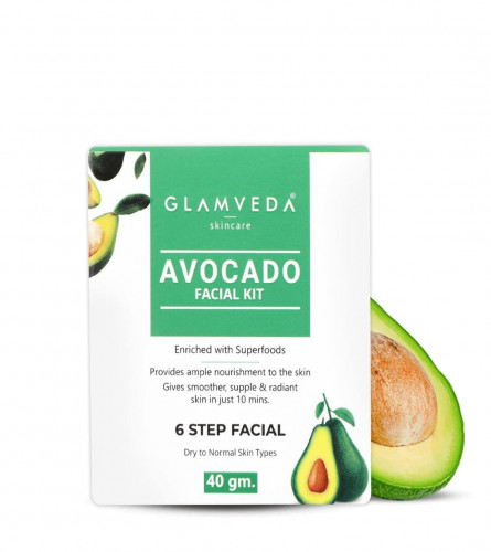 Glamveda Avocado Superfood Skin Brightening Facial kit for Women | No Paraben, SLS | 40 gm (pack of 2) free shipping