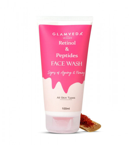 Glamveda Retinol & Saffron Anti Ageing Face Wash - For Youthfull & Glowing Skin- Reduce Signs of ageing - No Paraben, SLS, Silicone - 100 ml (pack of 3) free shipping