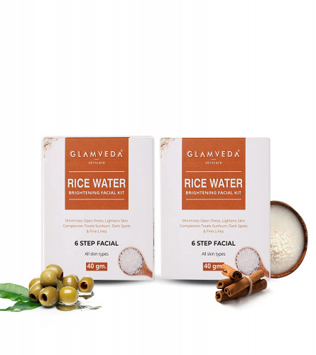 Glamveda Rice Water Brightening Facial Kit Pack Of 2 | 6 Steps Facial Kit | 80 Gm (free shipping)