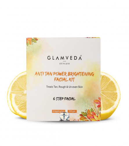 Glamveda Anti tan Power Brightening Facial Kit | Salon Like Glow | 6 Step Facial Kit| Instant Tan Removal| 120 gm (pack of 2) free shipping