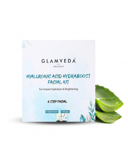 Glamveda Hyaluronic Acid Hydra boost Facial Kit | Salon Like Glow | 6 Step Facial Kit| 120 gm (pack of 2) free shipping