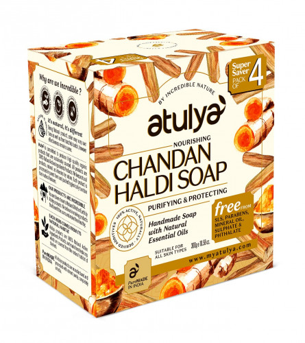 Atulya Chandan Haldi Soap SLS & Parabeen Free (Value Pack) 300 gm | free shipping
