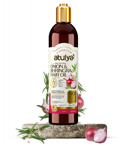Atulya Onion & Bhringraj Hair Oil with Sesame Seed Oil | Hair Oil for Nourishing Scalp | 200 ml (free shipping)