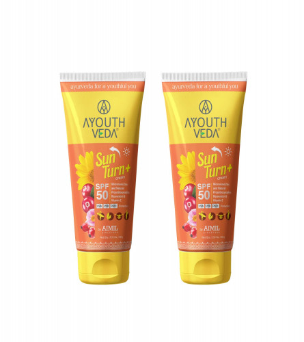 Ayouthveda Sun Turn Face Cream With Spf 50 Sun Protection for All Skin Types Lightweight,100 gm (pack of 2) free shipping