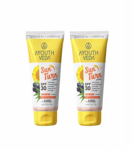 Ayouthveda Sun Turn Face Cream With Spf 30 Sun Protection for All Skin Types Lightweight, 100 gm (pack of 2) free shipping