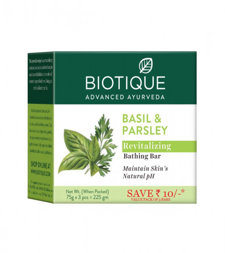 Biotique Bio Basil & Parsley Body Revitalizing Body Soap (Pack Of 3) 225g (3x75g)
