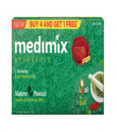 Medimix Ayurvedic Classic 18 Herbs Soap, 150 gm (Buy 4 Get 1 Free) Total 750 gm