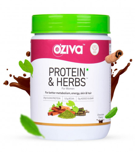 OZiva Protein & Herbs Powder chocolate For Women 500 gm (Fs)