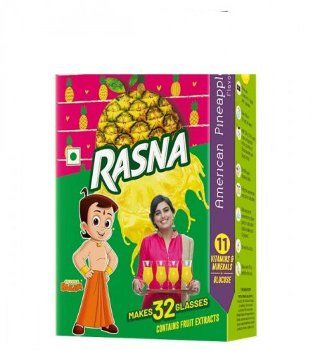 Rasna Fruit Fun 32 Glass monocarton,American Pineapple (Pack of 5)