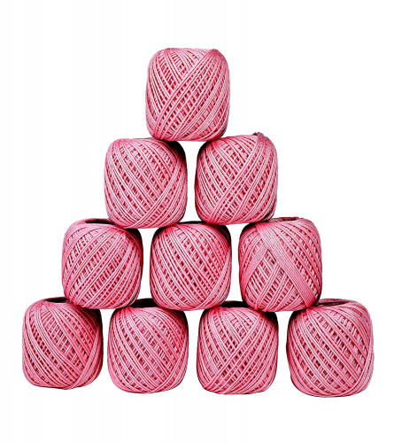 Crochet Cotton Thread Yarn for Knitting and Craft Making Set of 10 Ball (Light Pink) Fs