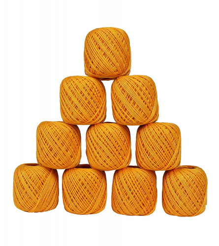 Crochet Cotton Thread Yarn for Knitting and Craft Making Set of 10 Ball (Golden Yellow) Fs