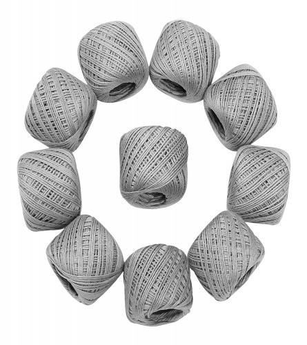Crochet Cotton Thread Yarn for Knitting and Craft Making Set of 10 Ball (Gray) Fs