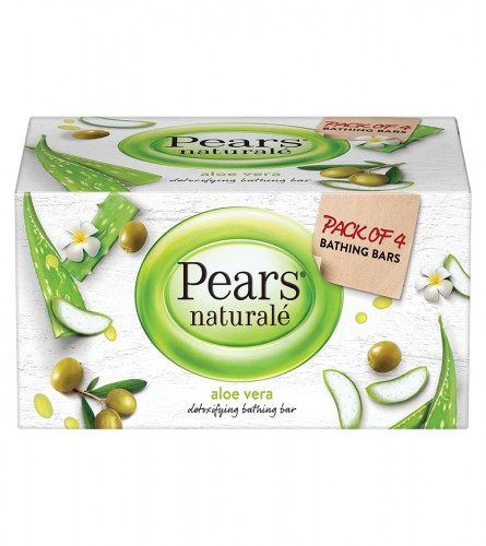 Pears Naturalé Detoxifying Soap Bar, Aloe Vera, 125g (Pack of 4)