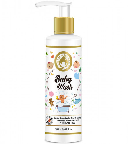 Mom & World Baby Wash - Tear Free Gentle Cleansing For Hair & Body, 200ml