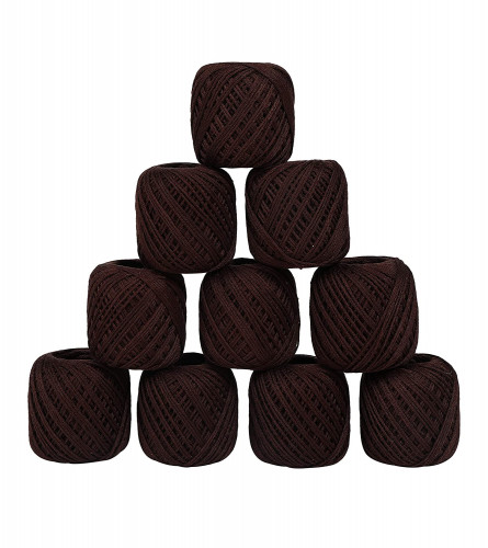 Crochet Cotton Thread Yarn for Knitting and Craft Making Set of 10 Ball (Chocolate Brown) Fs
